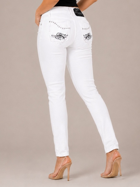 Virtual sensuality Denim - Virtual Sensuality VS Jeans White Colombian Stretch Rhinestone Jeans Size 4